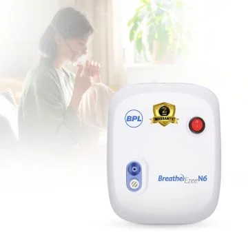BPL Medical Technologies Breathe Ezee N6 Low Noise Compressor Nebuliser Machine Kit For Child And Adult, Portable Nebulizer - White