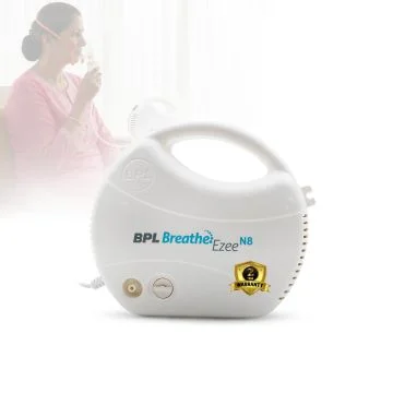 BPL Medical Technologies Breathe Ezee N8 Nebulizer Low Noise Compressor Nebuliser Machine for Adults and Kids with Mask - (White)