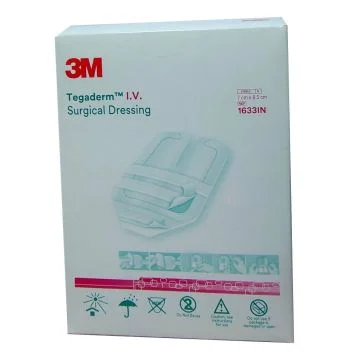 3M Tegaderm (1633) Transparent Film Dressing with Border (Adult Peripheral)(7cm x 8.5cm) - 1's Pack