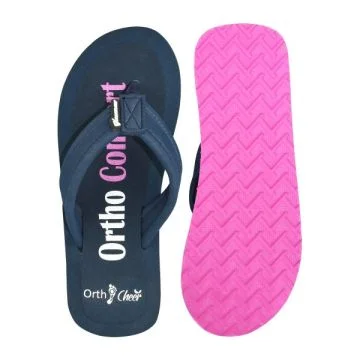 Ortho Cheer (AO2009) Women's Navy Blue Orthopedic & Diabetic Care Super Soft House Slippers for Regular Use (Pair) 