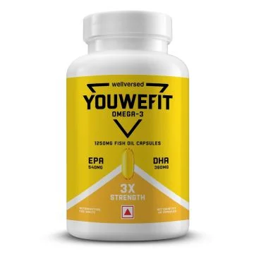 YouWeFit Omega-3 Fish Oil 1250mg Capsules - Bottle of 60