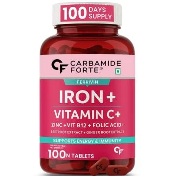 Carbamide Forte Iron + Vitamin C Tablets - Bottle of 100