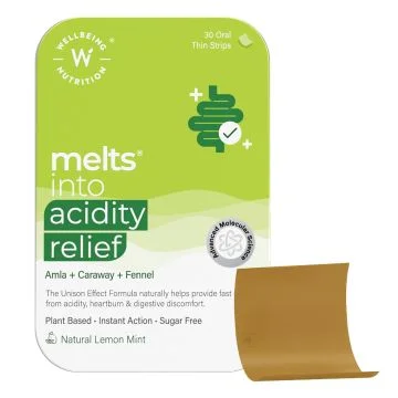 Wellbeing Nutrition Melts Into Acidity Relief (Natural Lemon Mint) - 30 Oral Strips