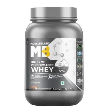 MuscleBlaze Biozyme Performance Whey Protein Powder (Chocolate Hazelnut) - 1kg
