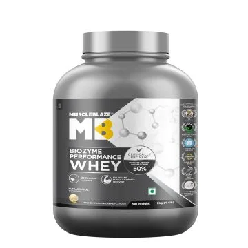 MuscleBlaze Biozyme Performance Whey Protein Powder (French Vanilla) - 2kg