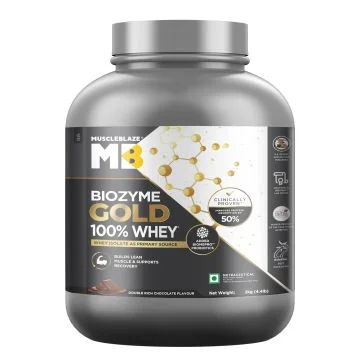 MuscleBlaze Biozyme Gold 100% Whey Protein Powder (Double Rich Chocolate) - 2kg