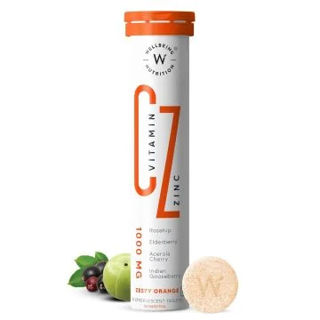Wellbeing Nutrition Natural Vitamin C + Zinc 1000mg - 16 Effervescent Tablets
