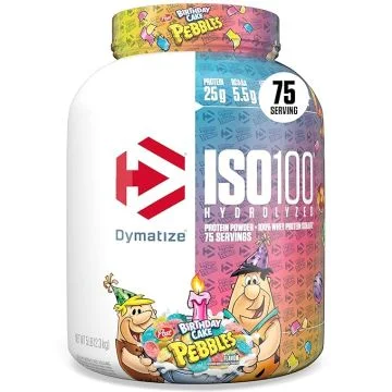 Dymatize Nutrition ISO100 Hydrolyzed Whey Protein Isolate (Birthday Cake Pebbles Flavour) - 2.3kg