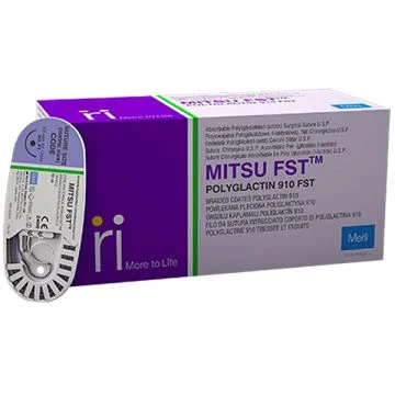 Meril FST (PGF609913i) Polyglactin 910 Fast Undyed Synthetic Absorbable Braided Coated Polyglactin 910 With Elixir Needle, 45cm(6-0) - 12's Pack