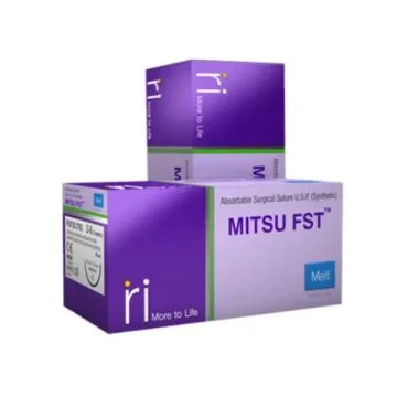 Meril Mitsu FST Polyglactin 910 Fast Undyed Synthetic Absorbable Braided Plastc Surgery Sutures - 12's Pack
