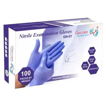 Geocare Nitrile Non-Sterile Powder Free Examination Gloves - Box of 100