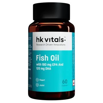 HK Vitals Fish Oil 1000mg with 180mg EPA and 120mg DHA Capsules - Bottle of 60
