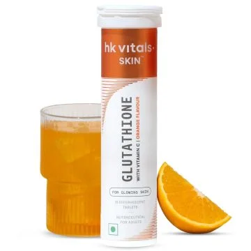 HK Vitals Skin Glutathione Effervescent with Vitamin C Tablets (Orange) - Bottle of 15