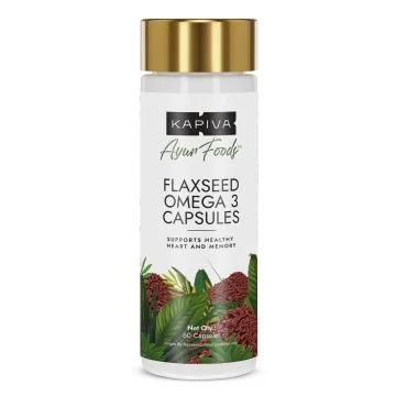 Kapiva Flaxseed Omega 3 Capsules - Bottle of 60