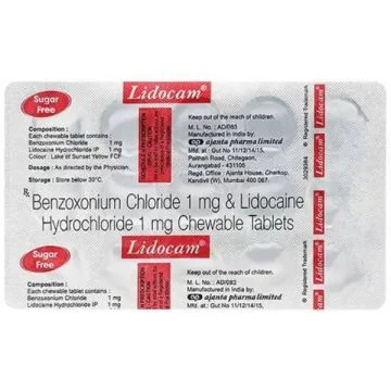 Lidocam Sugar Free Chewable Tablet - Strip of 15