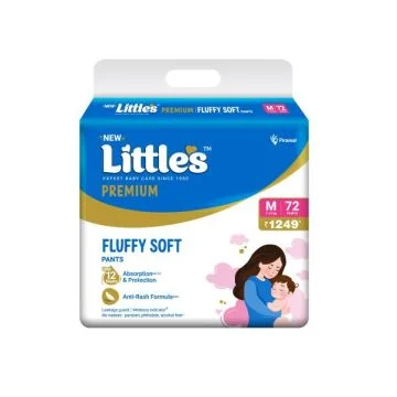 Little’s Fluffy Soft Super Jumbo Diaper (Medium) - Pack of 72
