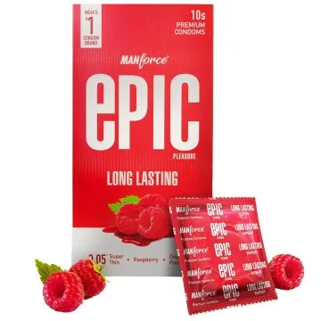 Manforce Epic Condoms (Pleasure Raspberry) - Pack of 10