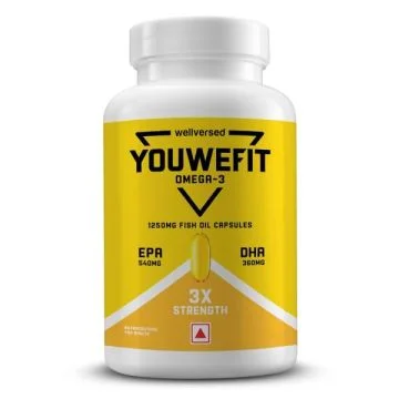 YouWeFit Omega-3 Fish Oil 1250mg Capsules - Bottle of 30