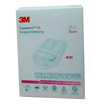 3M Tegaderm (1633) Transparent Film Dressing with Border (Adult Peripheral)(7cm x 8.5cm) - 100's Pack