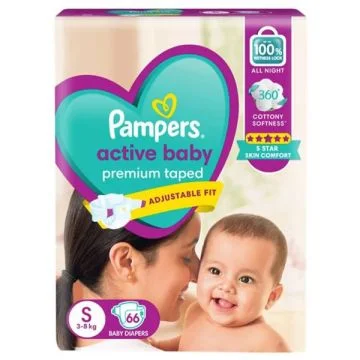 Pampers Active Baby Diapers Adjustable Fit (Small) – Pack of 66