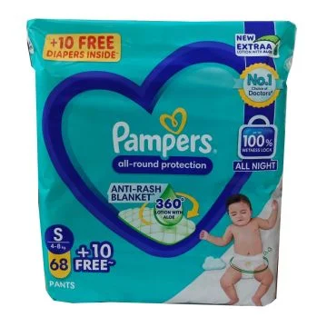 Pampers Anti-Rash Blanket Diaper Pants (Small) – Pack of 78 (68 + 10 Free)