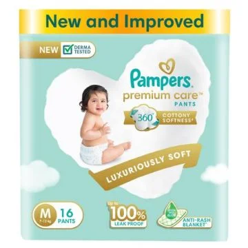 Pampers Premium Care Baby Diaper Pants (M) – Pack of 16
