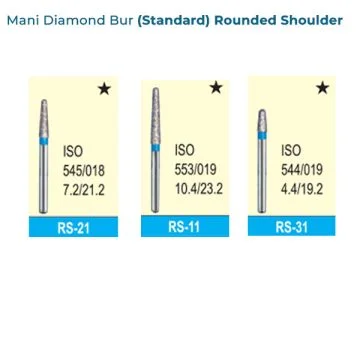 Mani Diamond Bur (Standard)- Rounded Shoulder, Pack of 5