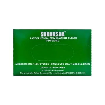 Suraksha Powdered Latex Examination Gloves - Box of 100