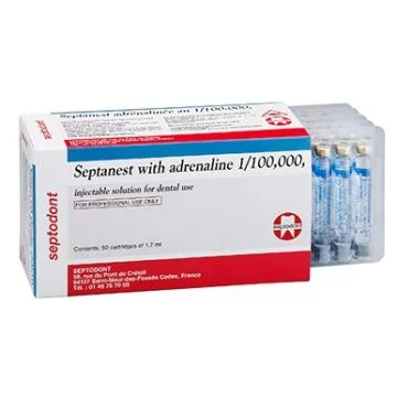 Septodont Septanest 4% Articane with 1:100,000 Adrenaline - Injection Solution (50 cartridges)