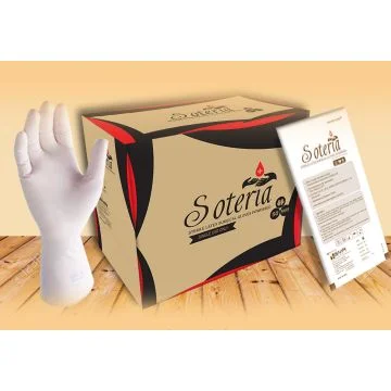 SOTERIA Sterile Latex Pre-Powdered Surgical Gloves- Box of 500 Pairs