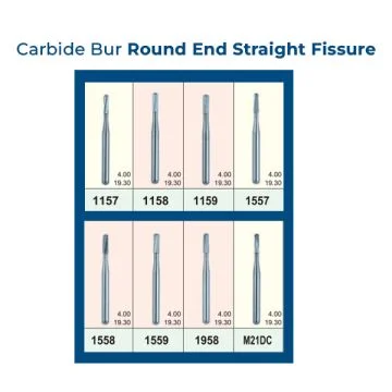 Mani Carbide Bur Round End Straight Fissure- 10's Pack