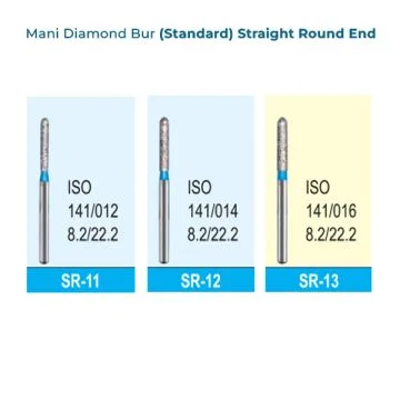 Mani Diamond Bur (Standard)- Straight Round End, Pack of 5