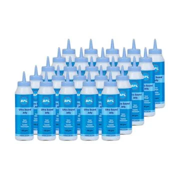 BPL Medical Technologies Ultrasound Gel|High Conductivity, Skin Friendly, Ultrasound Compatible, Physio & Therapeutic for Fetal Doppler, ECG, Sonography, EMG & EEG - 250ml (Per Piece) - Pack of 25