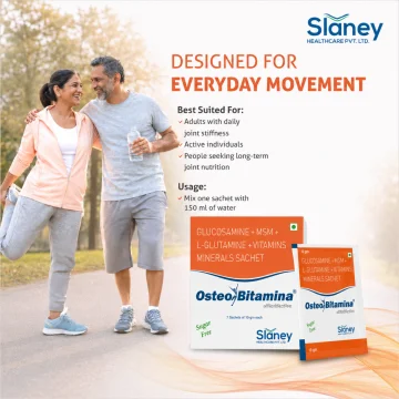 Slaney Osteo Bitmina Bone & Joint Health Supplement (10gm) - Pack of 7 Sachets