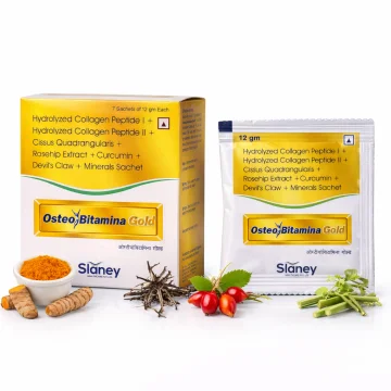 Slaney Osteo Bitamina Gold Joint & Bone Care Supplements (12gm) - Pack of 7 Sachets