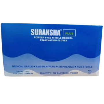 Suraksha Plus Nitrile Medical Examination Gloves-Box of 100